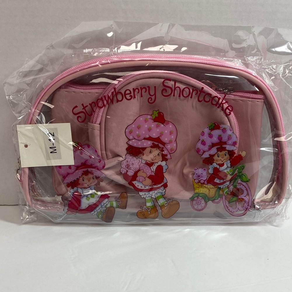 Strawberry Shortcake Pink Clear Cosmetic Bag Set